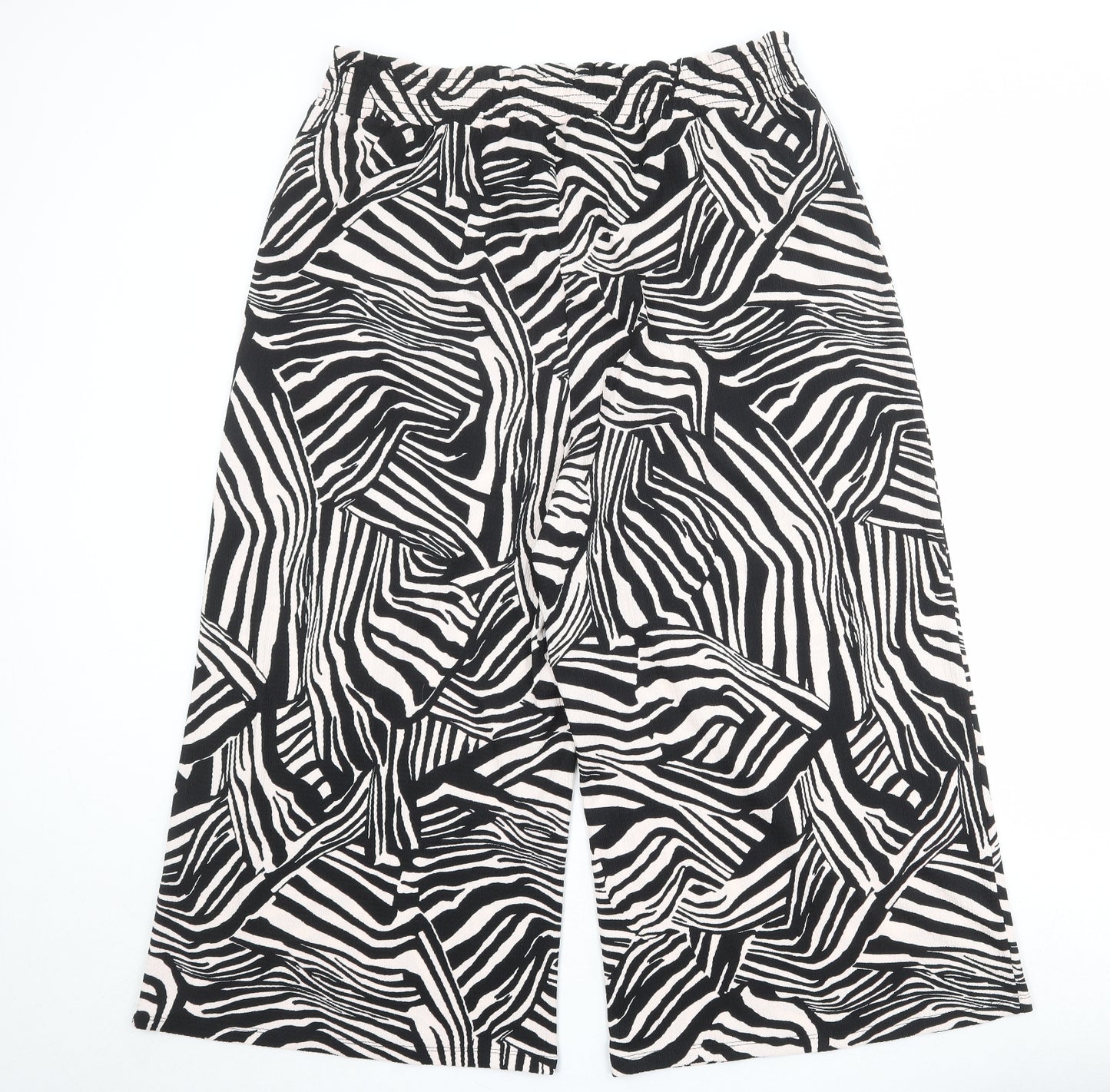 River Island Womens Black Geometric Polyester Trousers Size 20 Regular