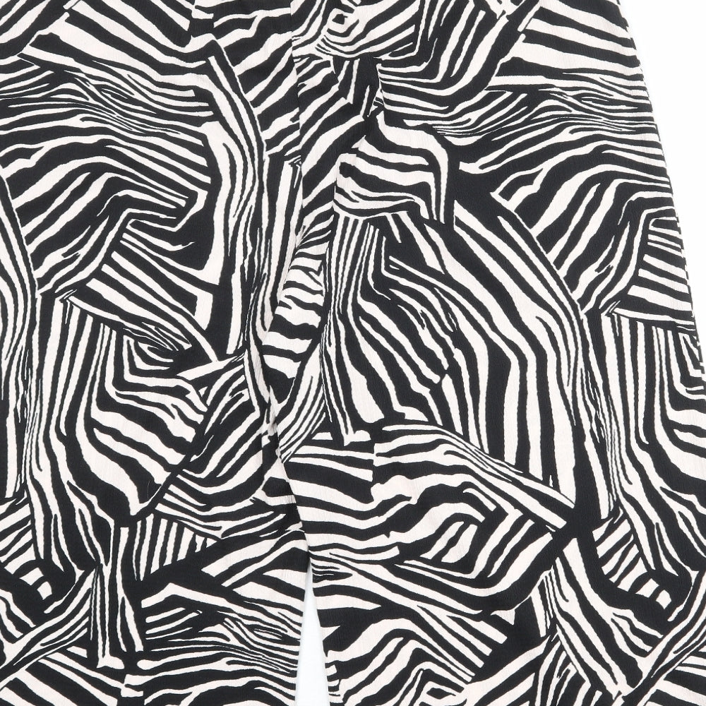 River Island Womens Black Geometric Polyester Trousers Size 20 Regular