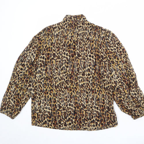 River Island Womens Brown Animal Print Viscose Basic Blouse Size 10 Round Neck - Leopard Pattern