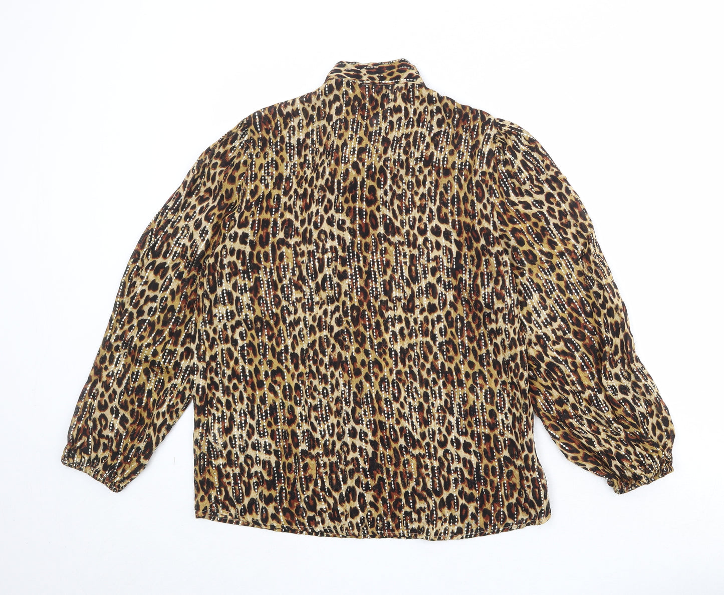 River Island Womens Brown Animal Print Viscose Basic Blouse Size 10 Round Neck - Leopard Pattern