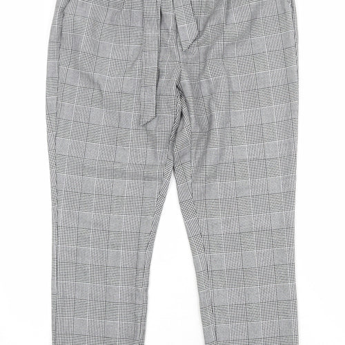 VERO MODA Womens Grey Plaid Polyester Carrot Trousers Size 28 in Regular Zip
