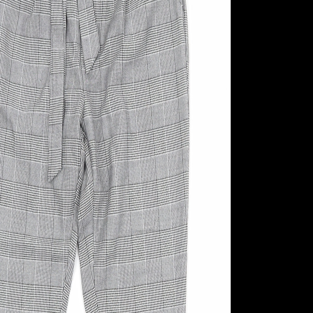 VERO MODA Womens Grey Plaid Polyester Carrot Trousers Size 28 in Regular Zip