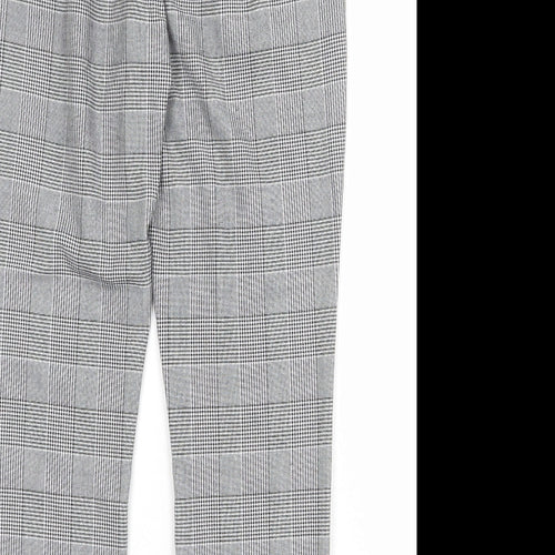 VERO MODA Womens Grey Plaid Polyester Carrot Trousers Size 28 in Regular Zip