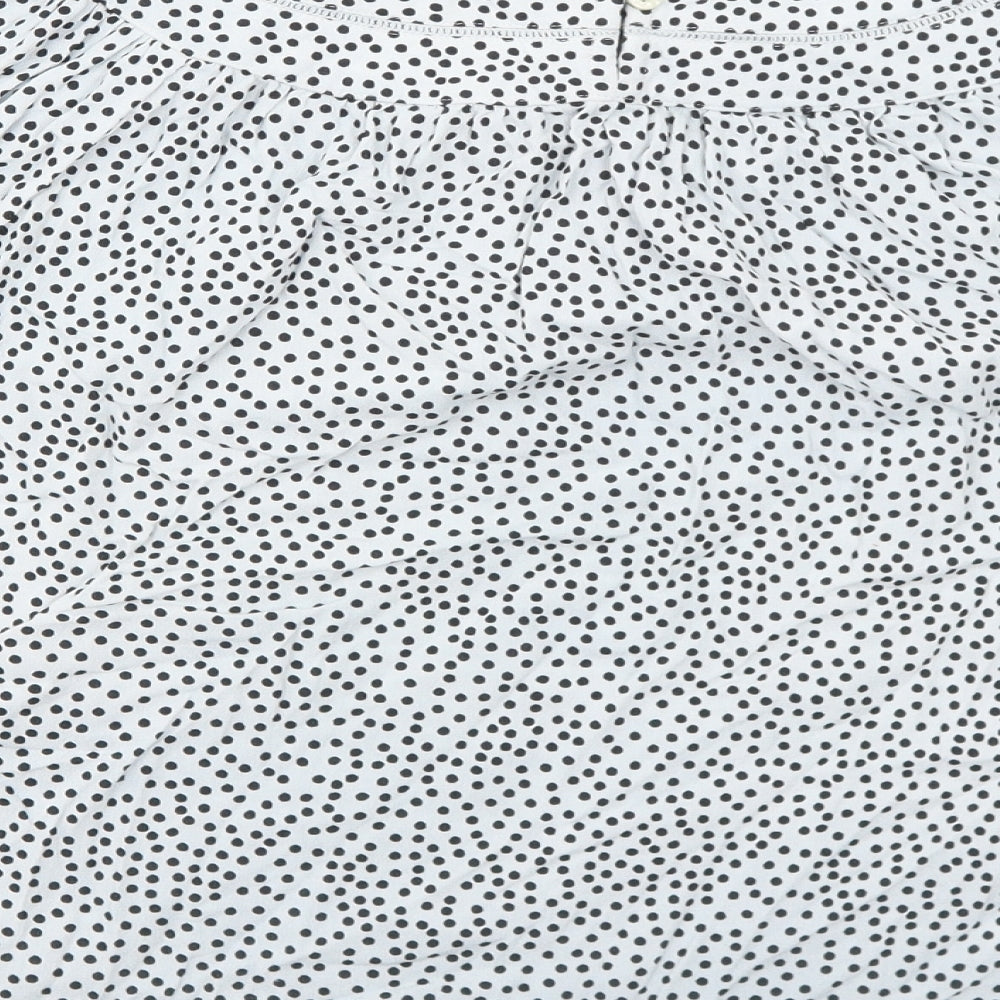 Marks and Spencer Womens Blue Polka Dot Viscose Basic Blouse Size 14 Round Neck