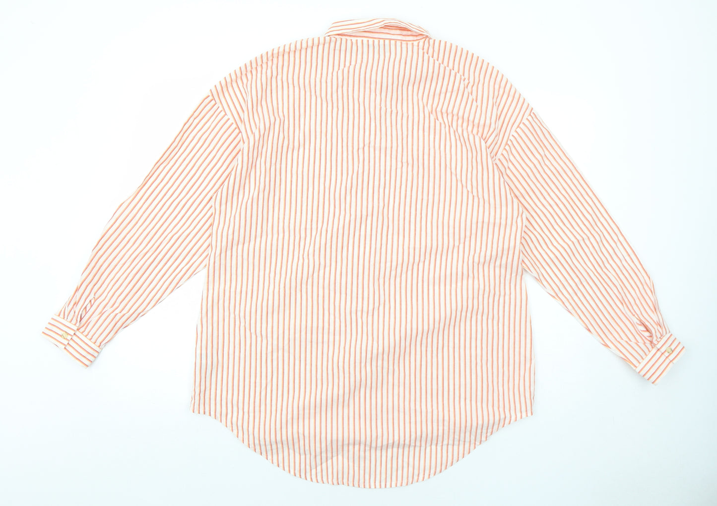 NEXT Womens Orange Striped Cotton Basic Button-Up Size 16 Collared