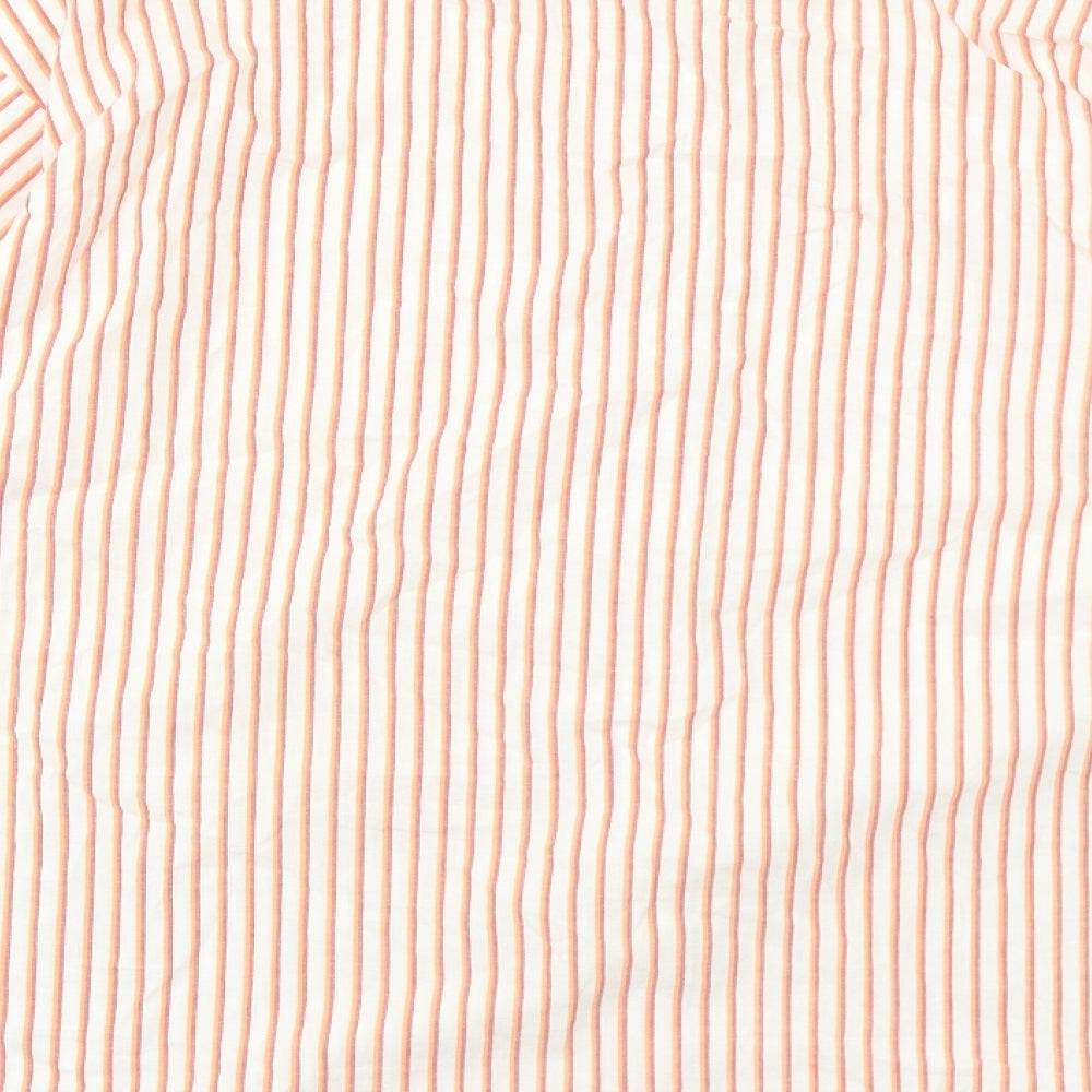 NEXT Womens Orange Striped Cotton Basic Button-Up Size 16 Collared