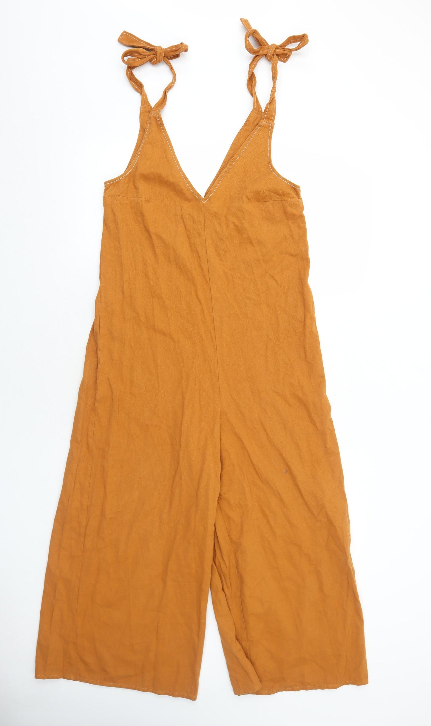 ASOS Womens Orange Cotton Jumpsuit One-Piece Size 6 Pullover - Tie Shoulder Detail