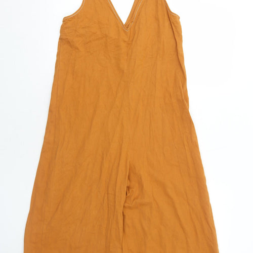 ASOS Womens Orange Cotton Jumpsuit One-Piece Size 6 Pullover - Tie Shoulder Detail