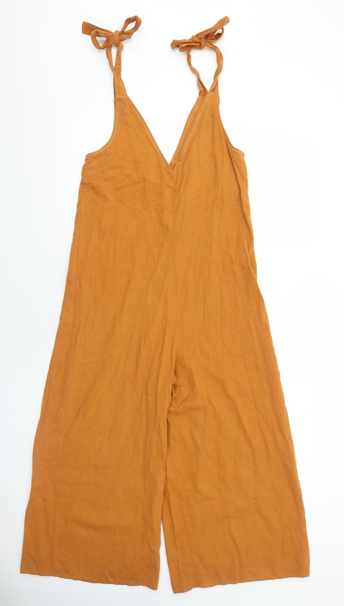 ASOS Womens Orange Cotton Jumpsuit One-Piece Size 6 Pullover - Tie Shoulder Detail