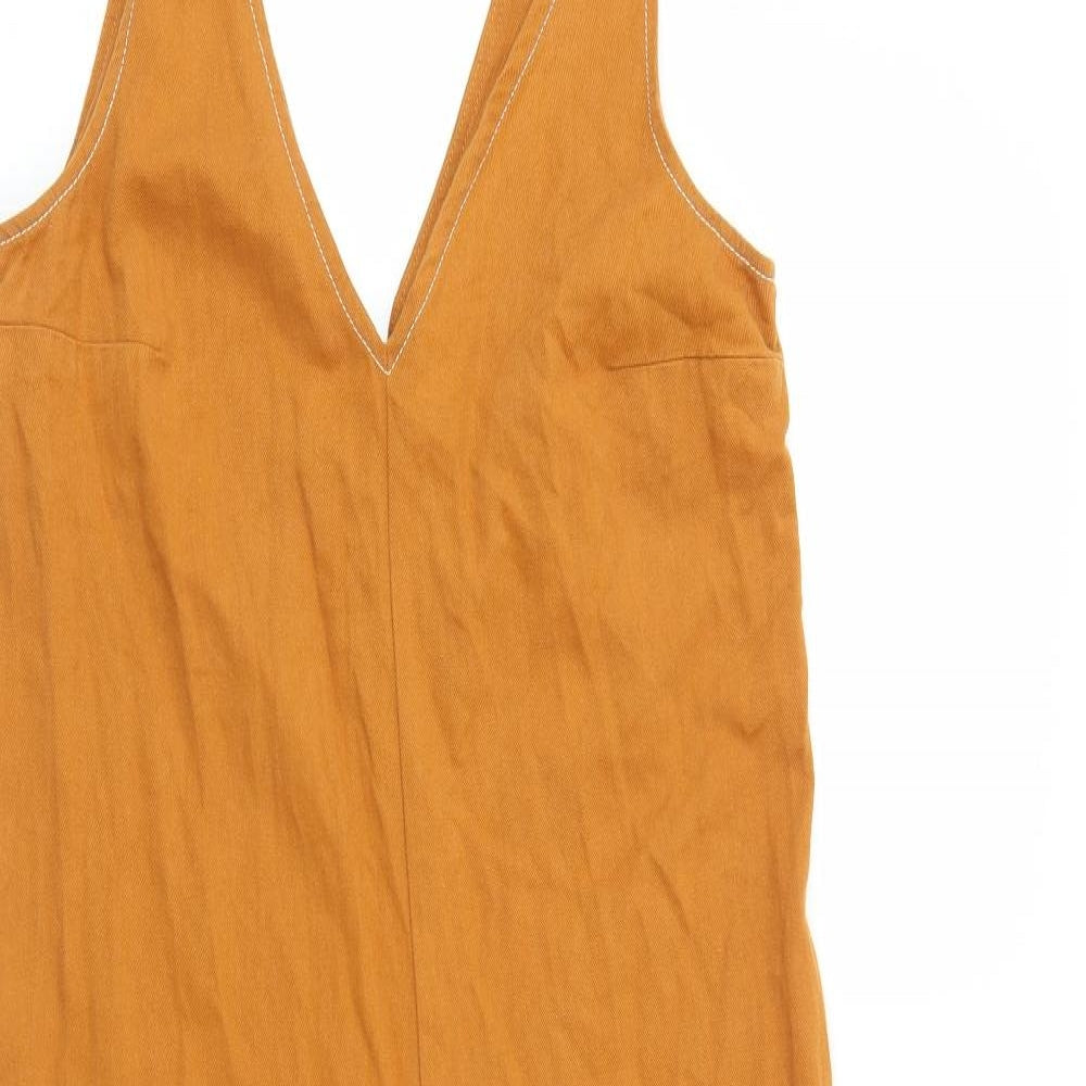 ASOS Womens Orange Cotton Jumpsuit One-Piece Size 6 Pullover - Tie Shoulder Detail