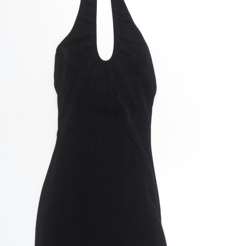 AsYou Womens Black Polyester Bodycon Size 6 Halter Pullover