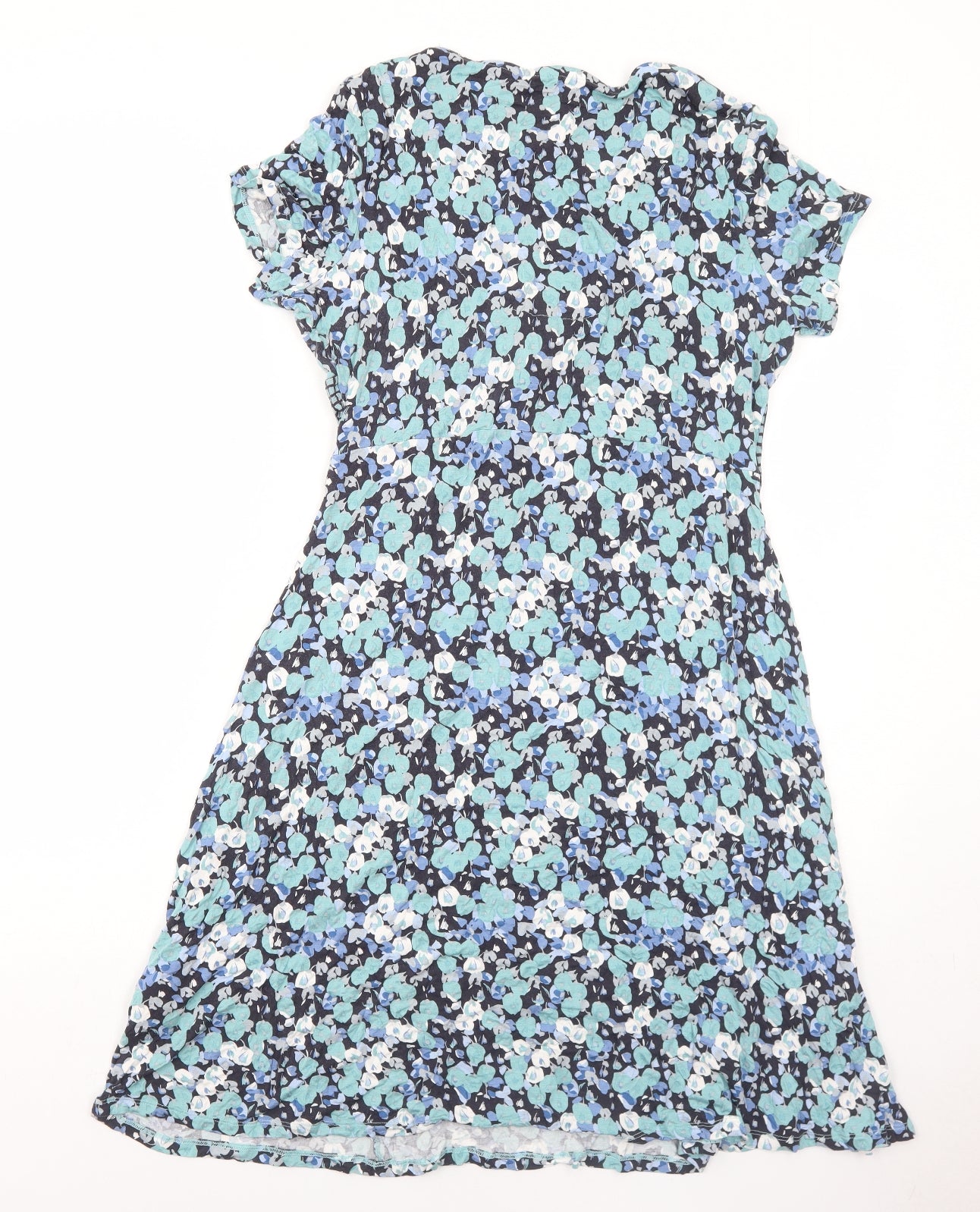 RJR.John Rocha Womens Blue Geometric Viscose Trapeze & Swing Size 16 V-Neck Pullover