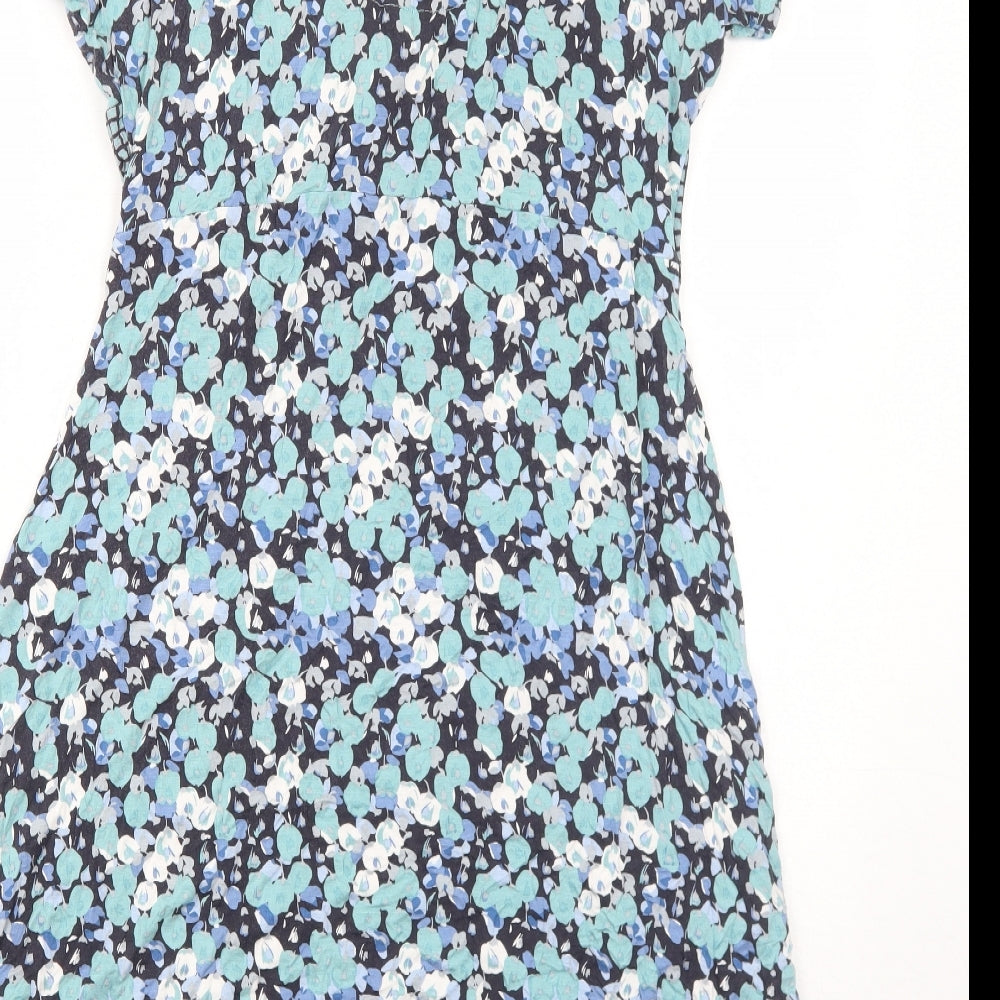RJR.John Rocha Womens Blue Geometric Viscose Trapeze & Swing Size 16 V-Neck Pullover