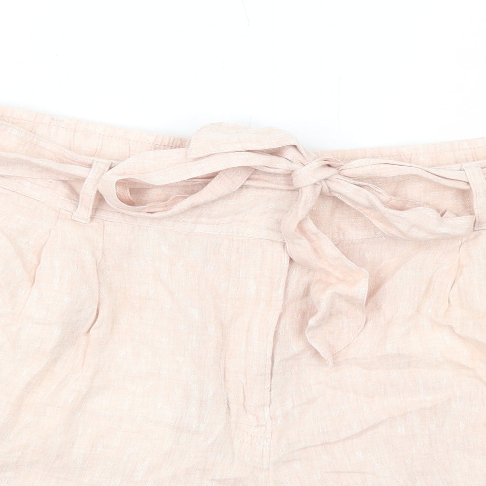 Marks and Spencer Womens Pink Linen Basic Shorts Size 18 Regular Zip