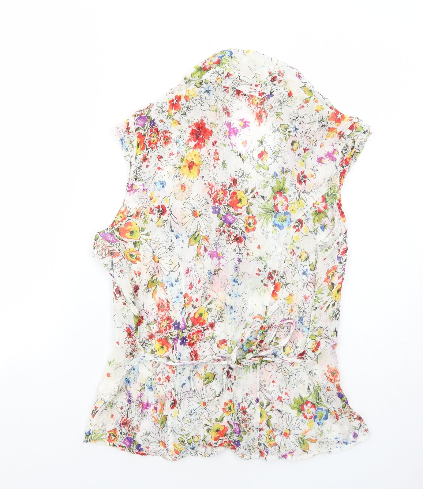 Per Una Womens White Floral Viscose Basic Tank Size 16 Collared
