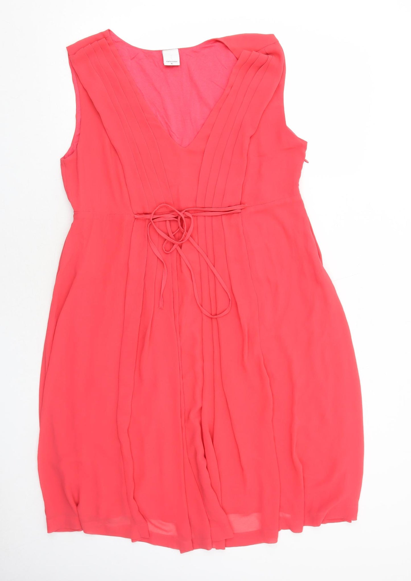 Mama-licious Womens Pink Polyester Trapeze & Swing Size XL V-Neck Zip