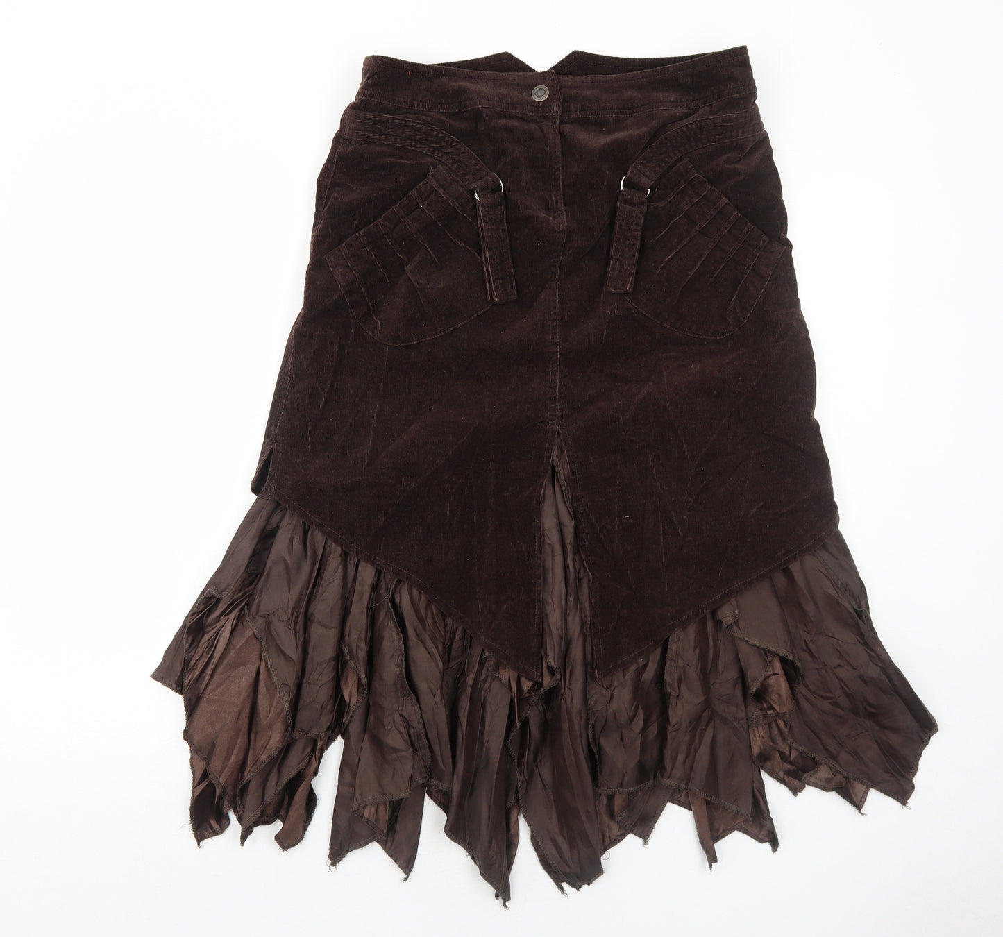 My Collection Womens Brown Polyester Swing Skirt Size 12 Zip
