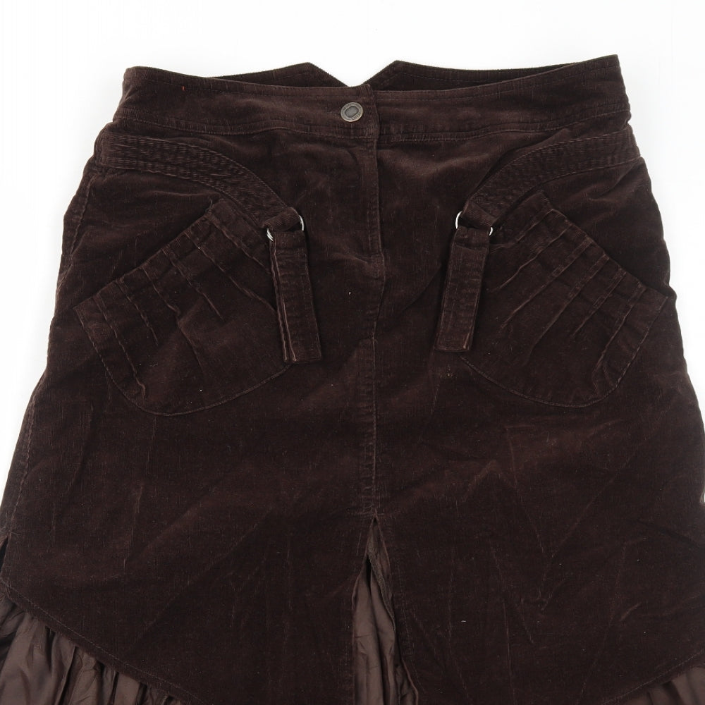 My Collection Womens Brown Polyester Swing Skirt Size 12 Zip