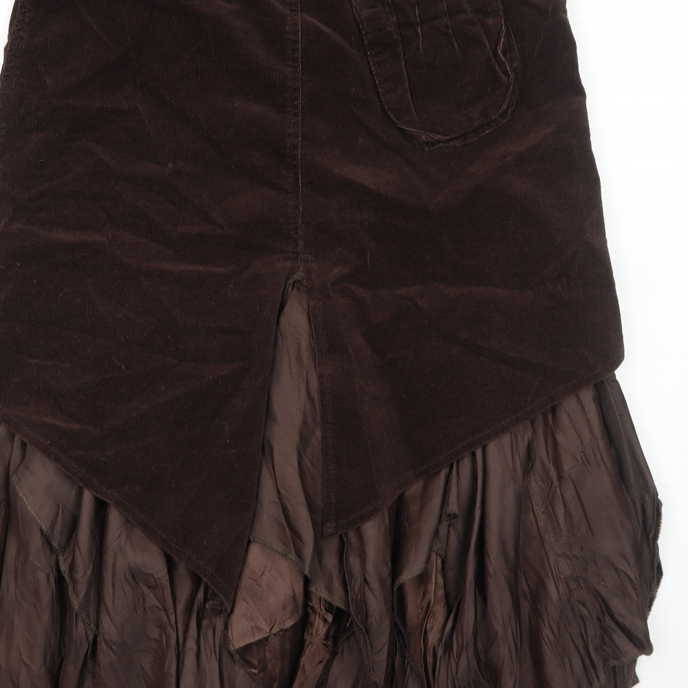 My Collection Womens Brown Polyester Swing Skirt Size 12 Zip