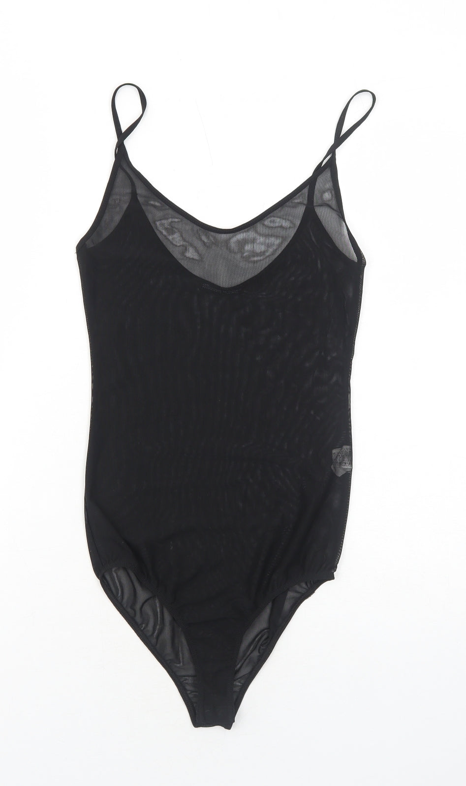 Zara Womens Black Polyester Bodysuit One-Piece Size S Snap