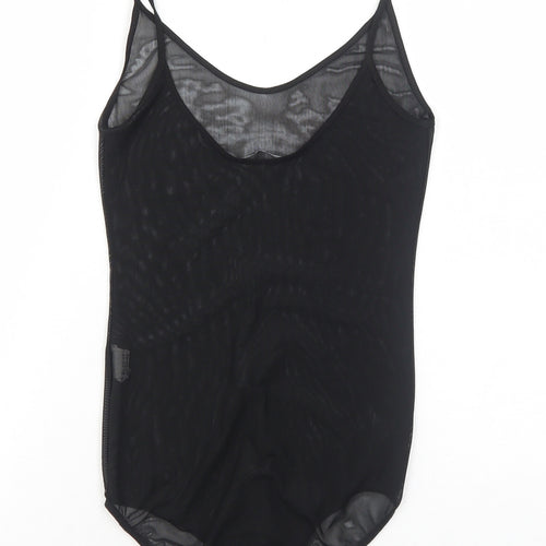 Zara Womens Black Polyester Bodysuit One-Piece Size S Snap