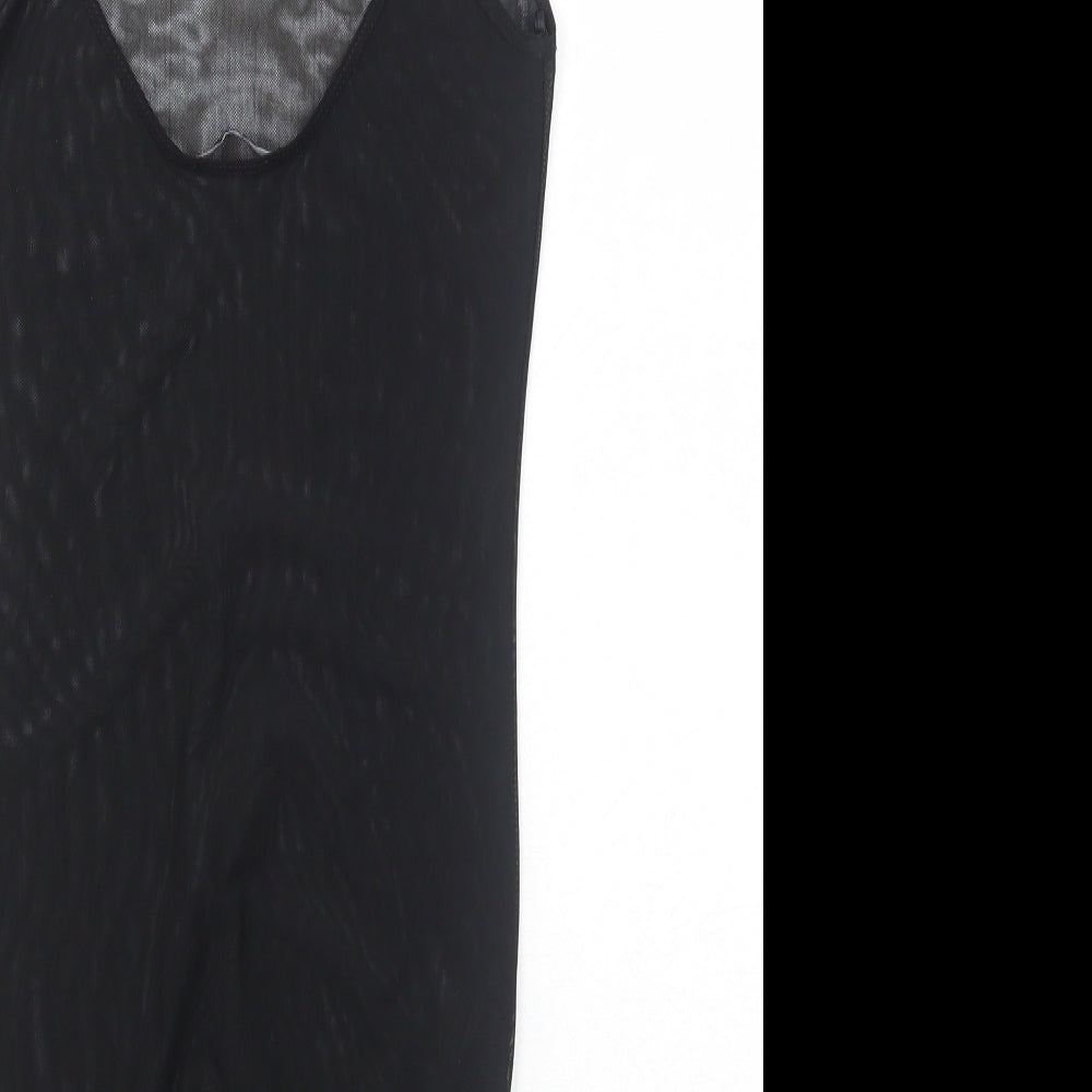 Zara Womens Black Polyester Bodysuit One-Piece Size S Snap