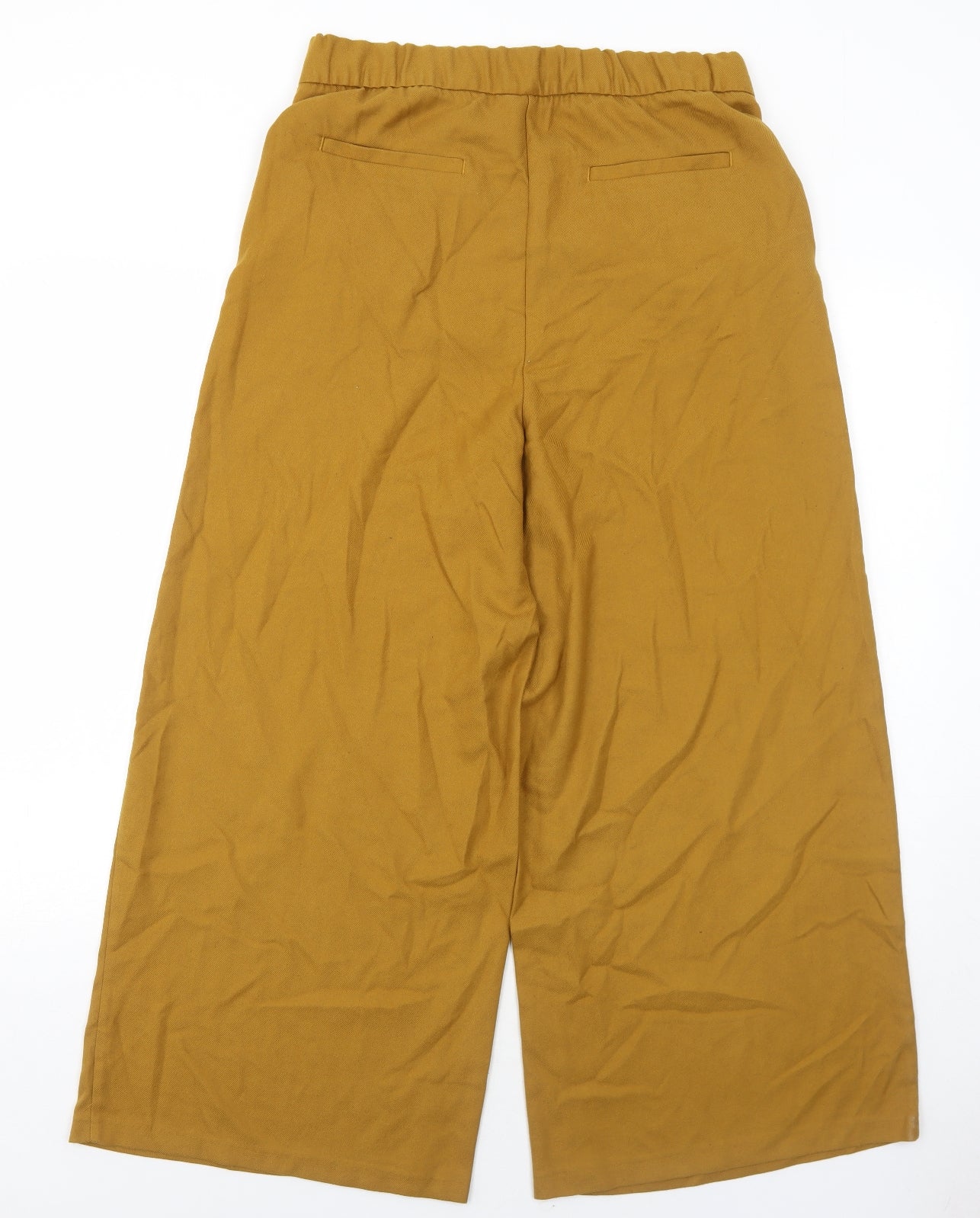 Zara Womens Yellow Viscose Trousers Size L Regular