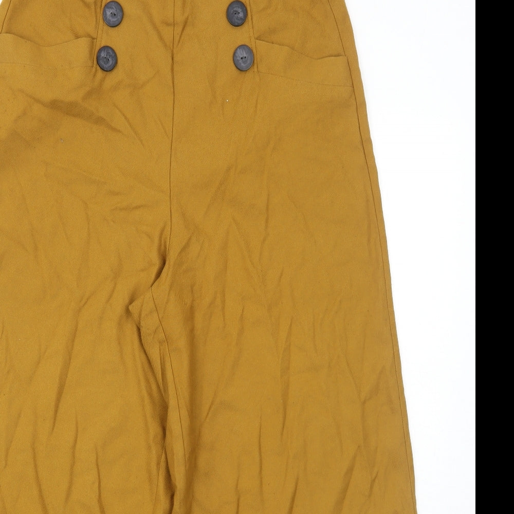 Zara Womens Yellow Viscose Trousers Size L Regular