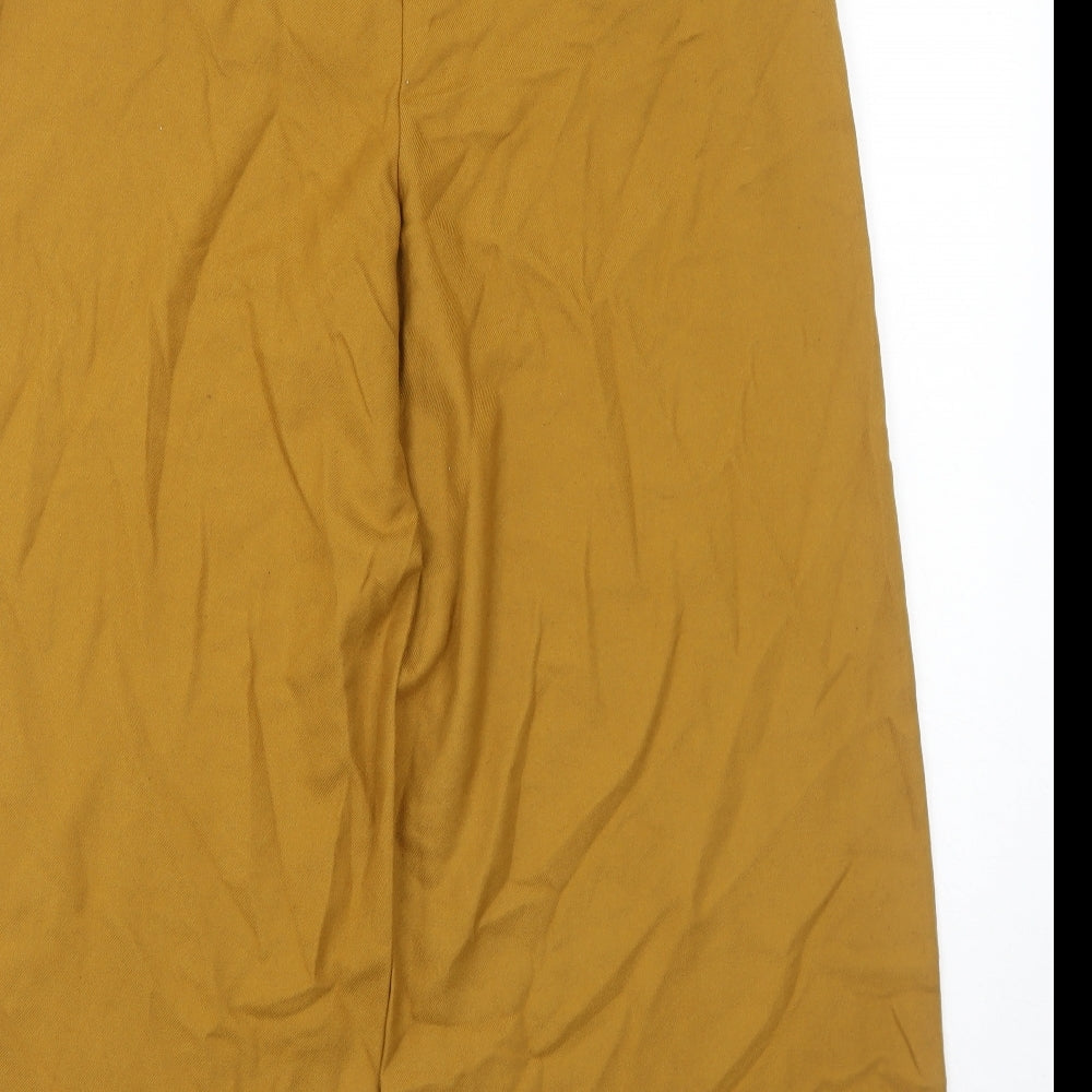 Zara Womens Yellow Viscose Trousers Size L Regular