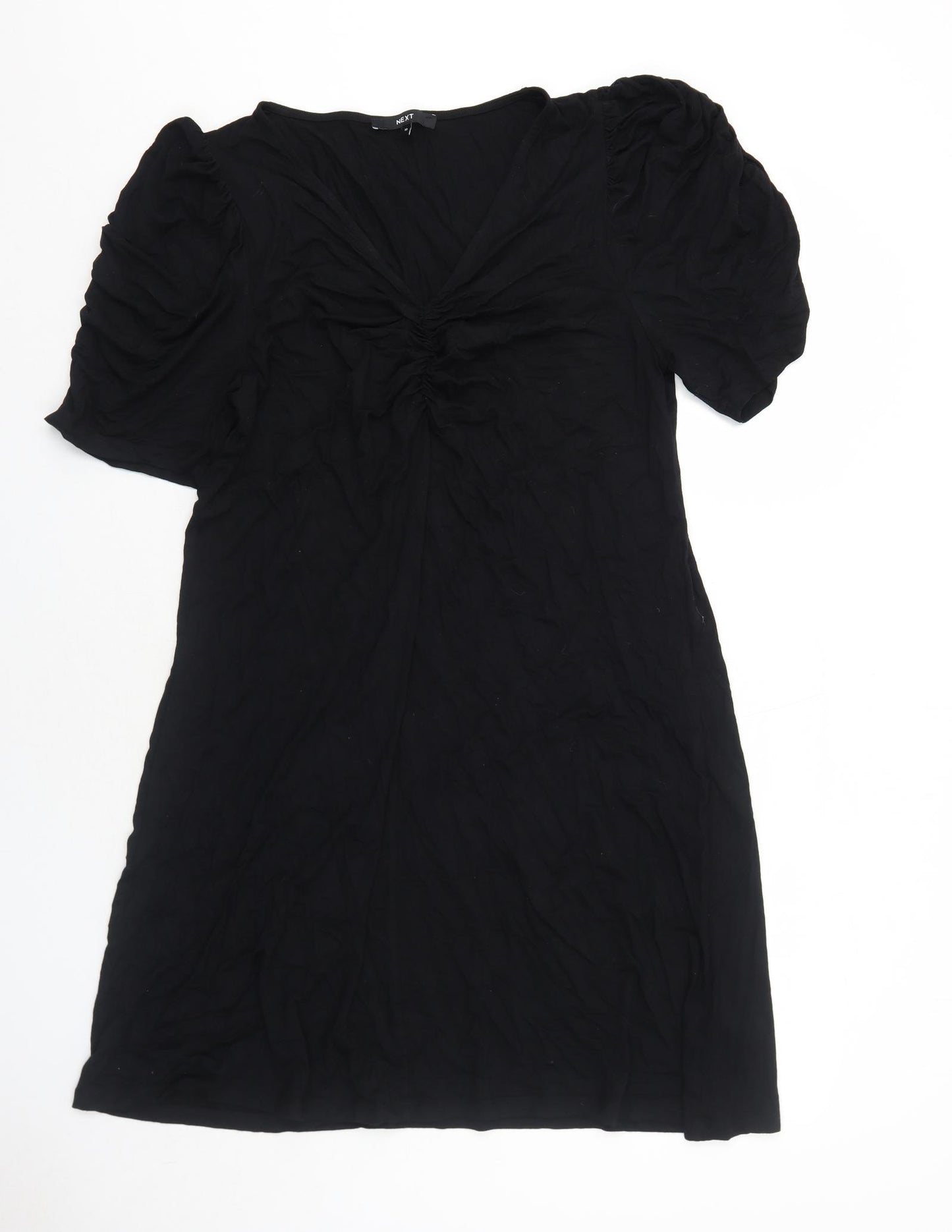 NEXT Womens Black Viscose Skater Dress Size 18 V-Neck Pullover