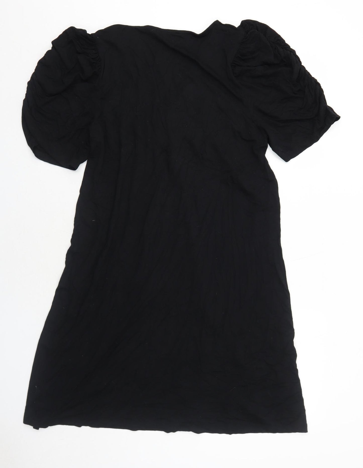 NEXT Womens Black Viscose Skater Dress Size 18 V-Neck Pullover