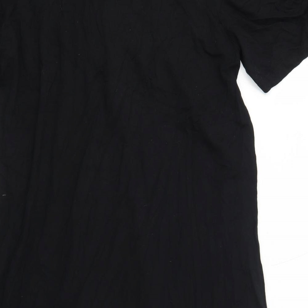 NEXT Womens Black Viscose Skater Dress Size 18 V-Neck Pullover