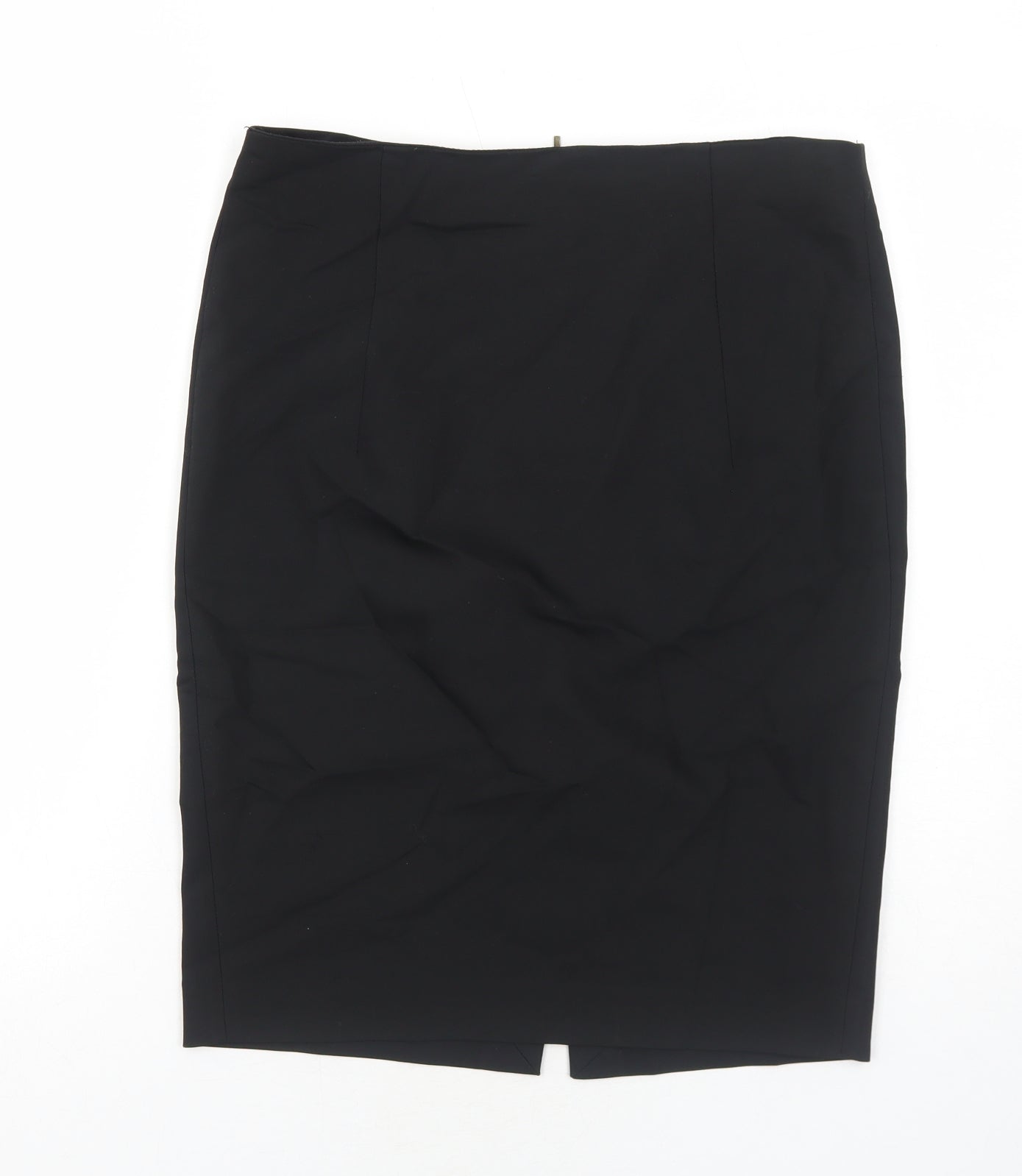 Zara Womens Black Polyester A-Line Skirt Size L Zip