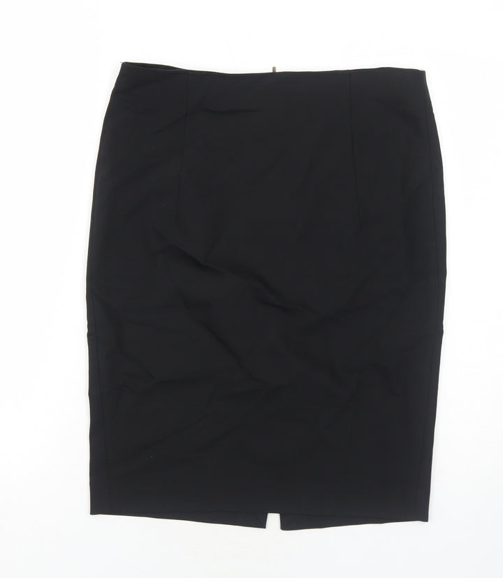 Zara Womens Black Polyester A-Line Skirt Size L Zip