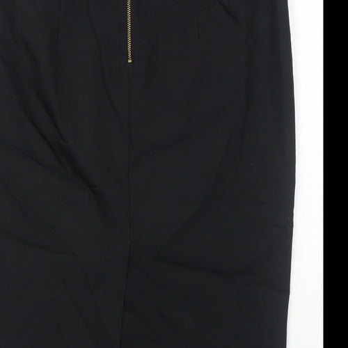 Zara Womens Black Polyester A-Line Skirt Size L Zip