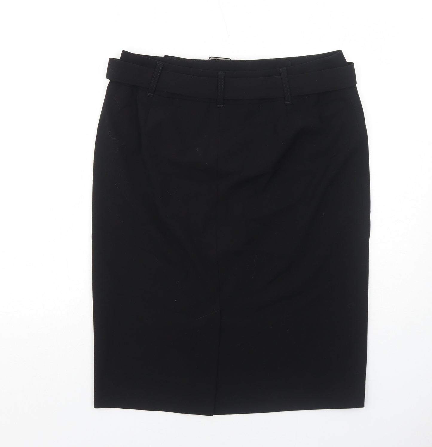 NEXT Womens Black Polyester A-Line Skirt Size 12 Zip - Belt Included
