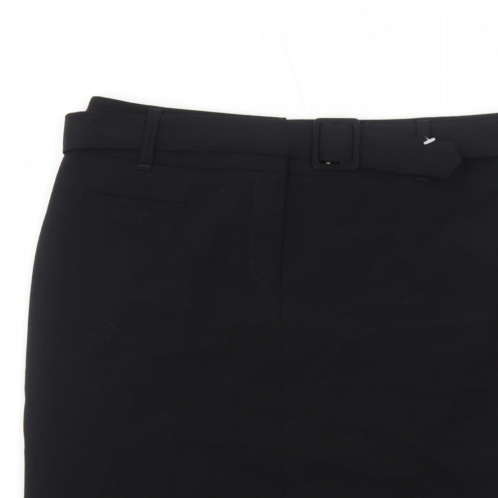 NEXT Womens Black Polyester A-Line Skirt Size 12 Zip - Belt Included