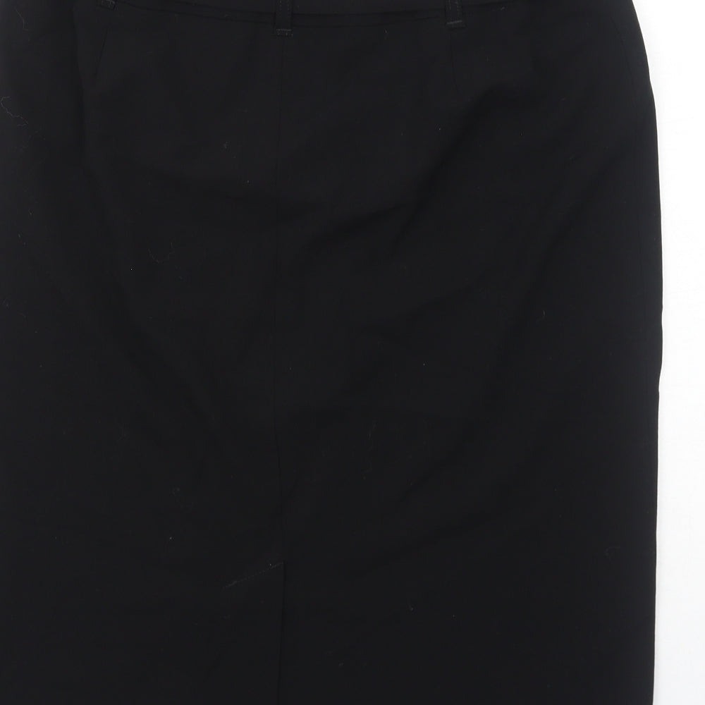 NEXT Womens Black Polyester A-Line Skirt Size 12 Zip - Belt Included