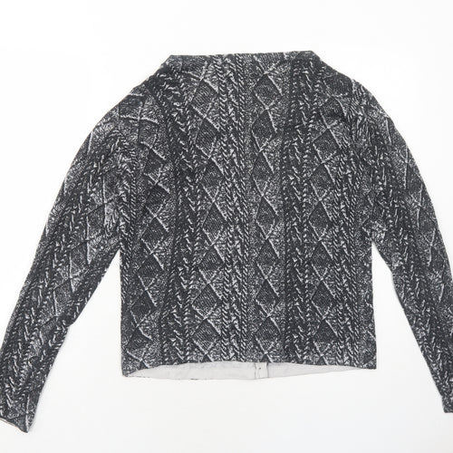 NEXT Womens Grey Round Neck Geometric Cotton Cardigan Jumper Size 14