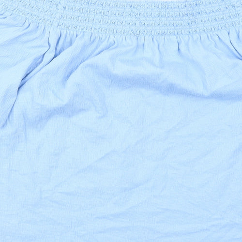 Marks and Spencer Womens Blue Cotton Basic Blouse Size 10 Off the Shoulder