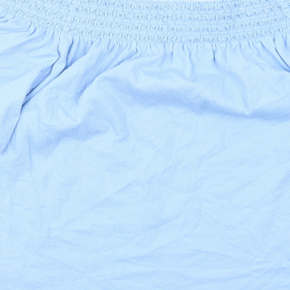 Marks and Spencer Womens Blue Cotton Basic Blouse Size 10 Off the Shoulder