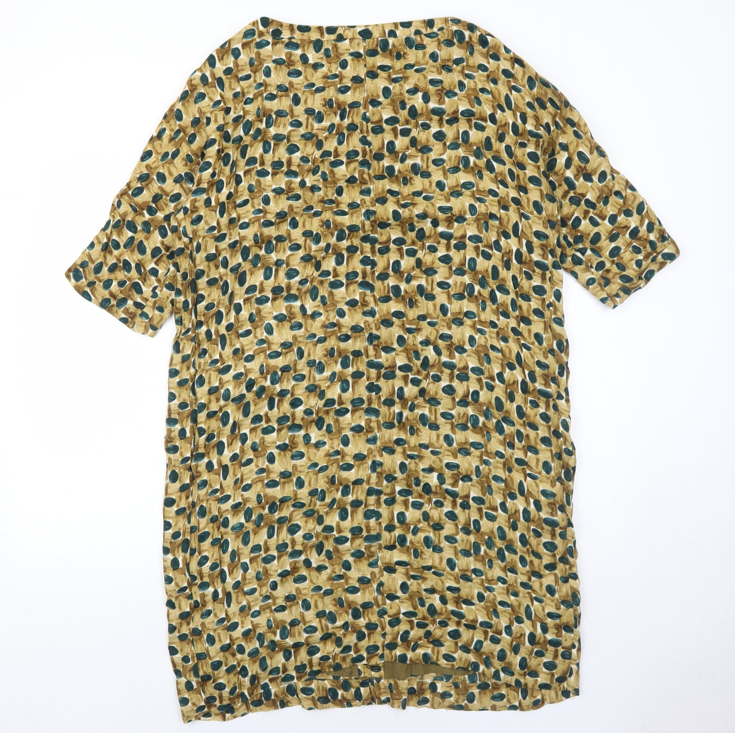 Toast Womens Beige Geometric Viscose Shift Size 14 Boat Neck Pullover