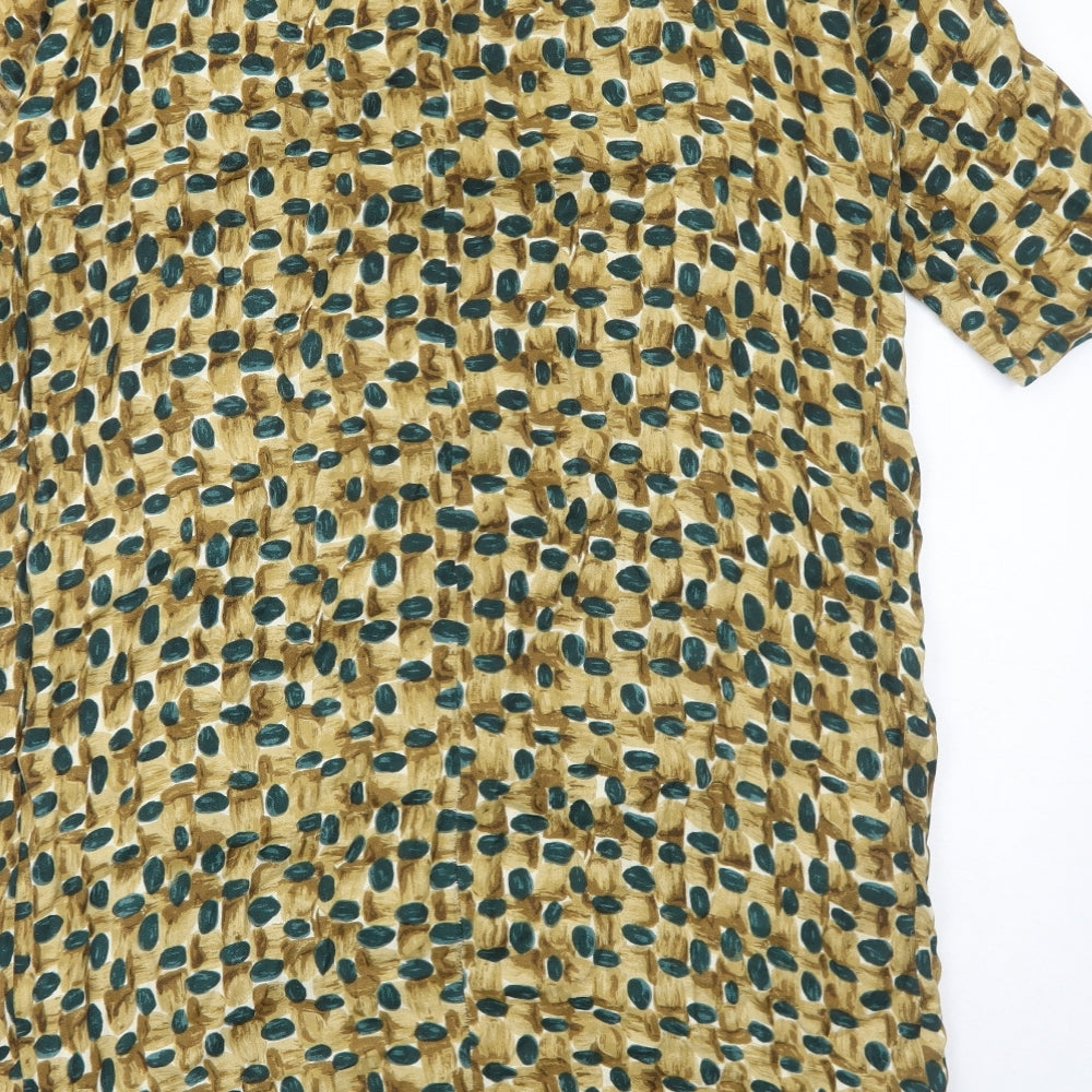 Toast Womens Beige Geometric Viscose Shift Size 14 Boat Neck Pullover