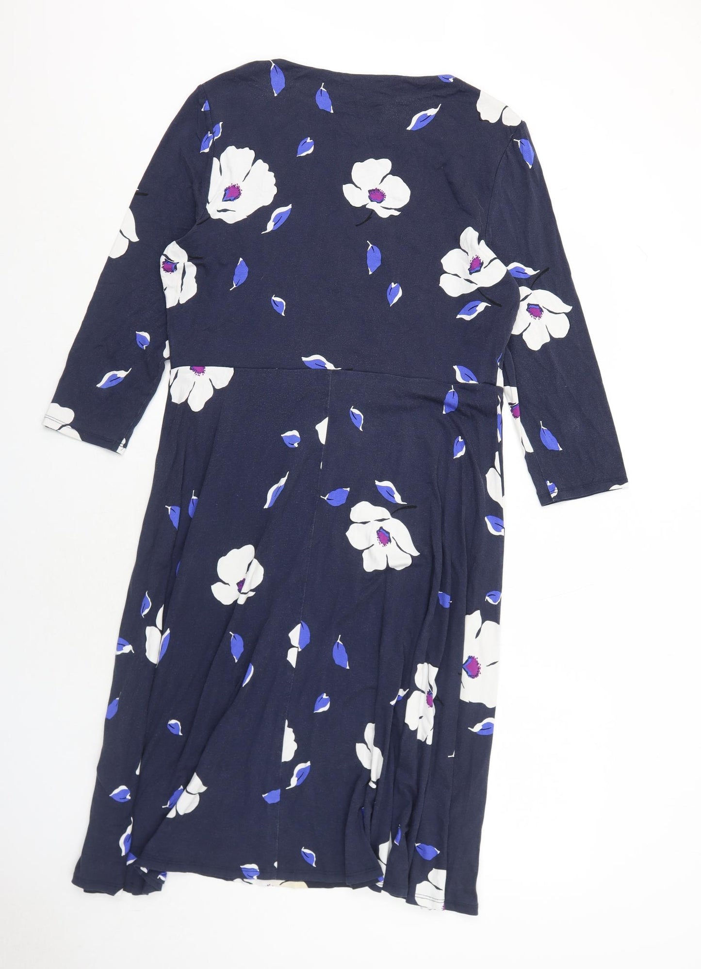 Phase Eight Womens Blue Floral Viscose A-Line Size 18 Boat Neck Pullover