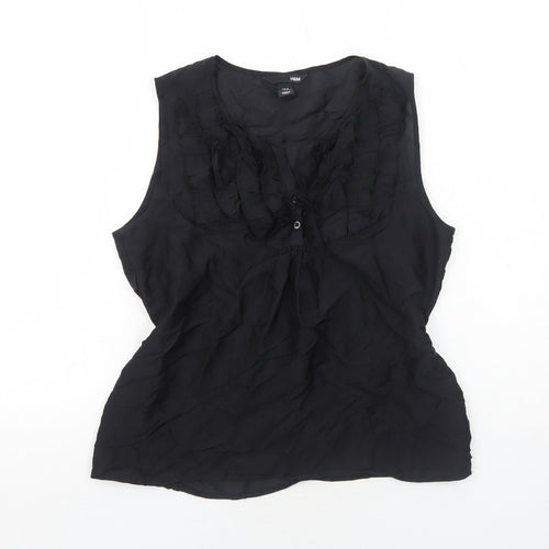 H&M Womens Black Polyester Basic Tank Size 10 V-Neck