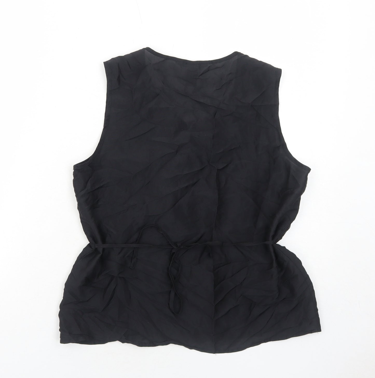 H&M Womens Black Polyester Basic Tank Size 10 V-Neck