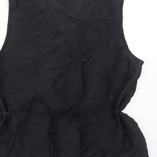 H&M Womens Black Polyester Basic Tank Size 10 V-Neck