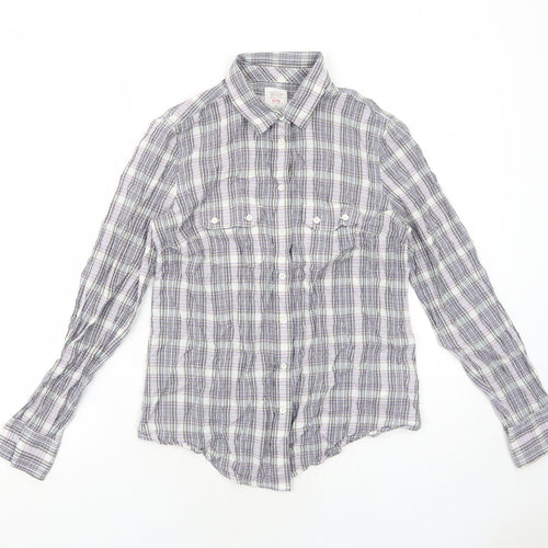 Gap Womens Purple Plaid Cotton Basic Button-Up Size 8 Collared
