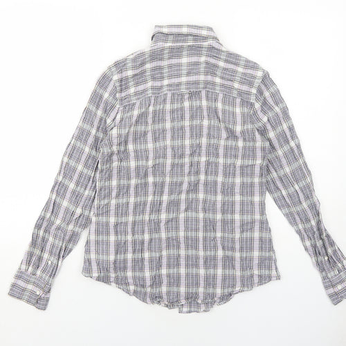 Gap Womens Purple Plaid Cotton Basic Button-Up Size 8 Collared