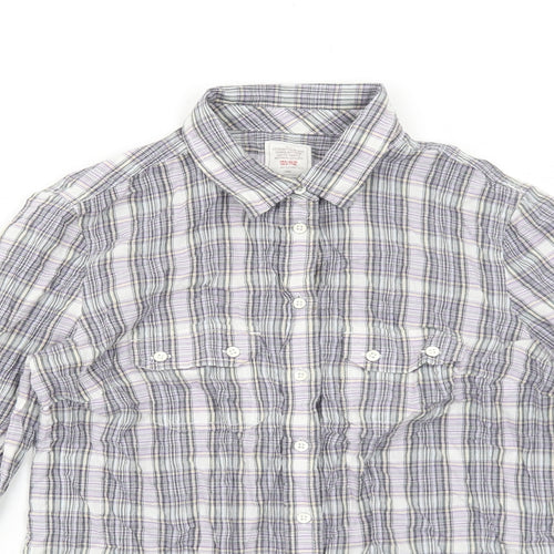 Gap Womens Purple Plaid Cotton Basic Button-Up Size 8 Collared